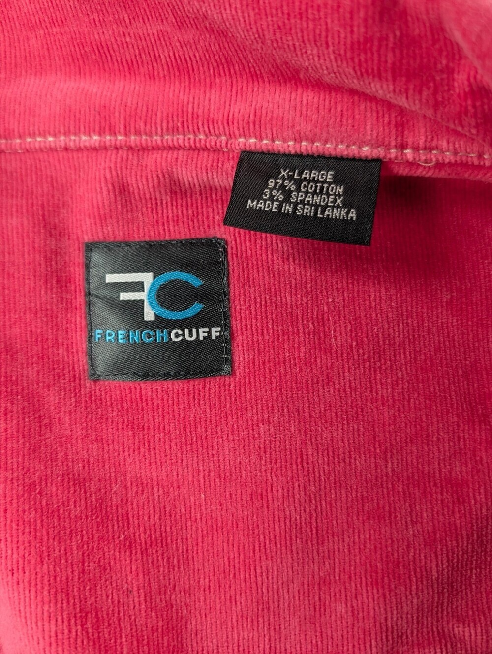 French Cuff Pink Fine Wale Corduroy Button Front Jacket Shacket Size XL - Picture 4 of 10